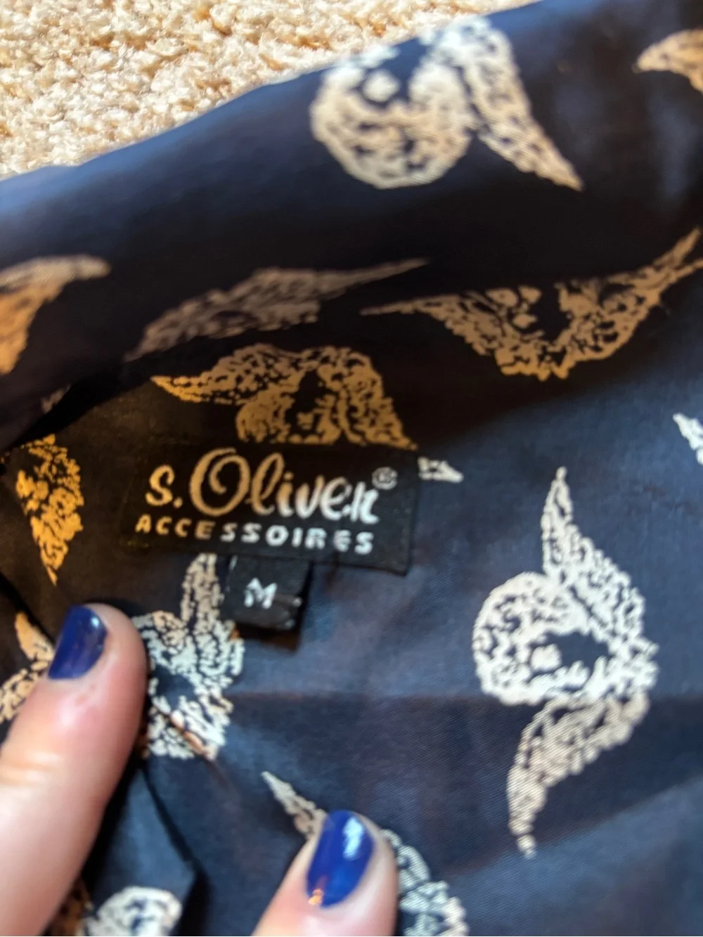 S.Oliver women's Navy Blue Bird-Print  100% silk Pajama Set made in Germany